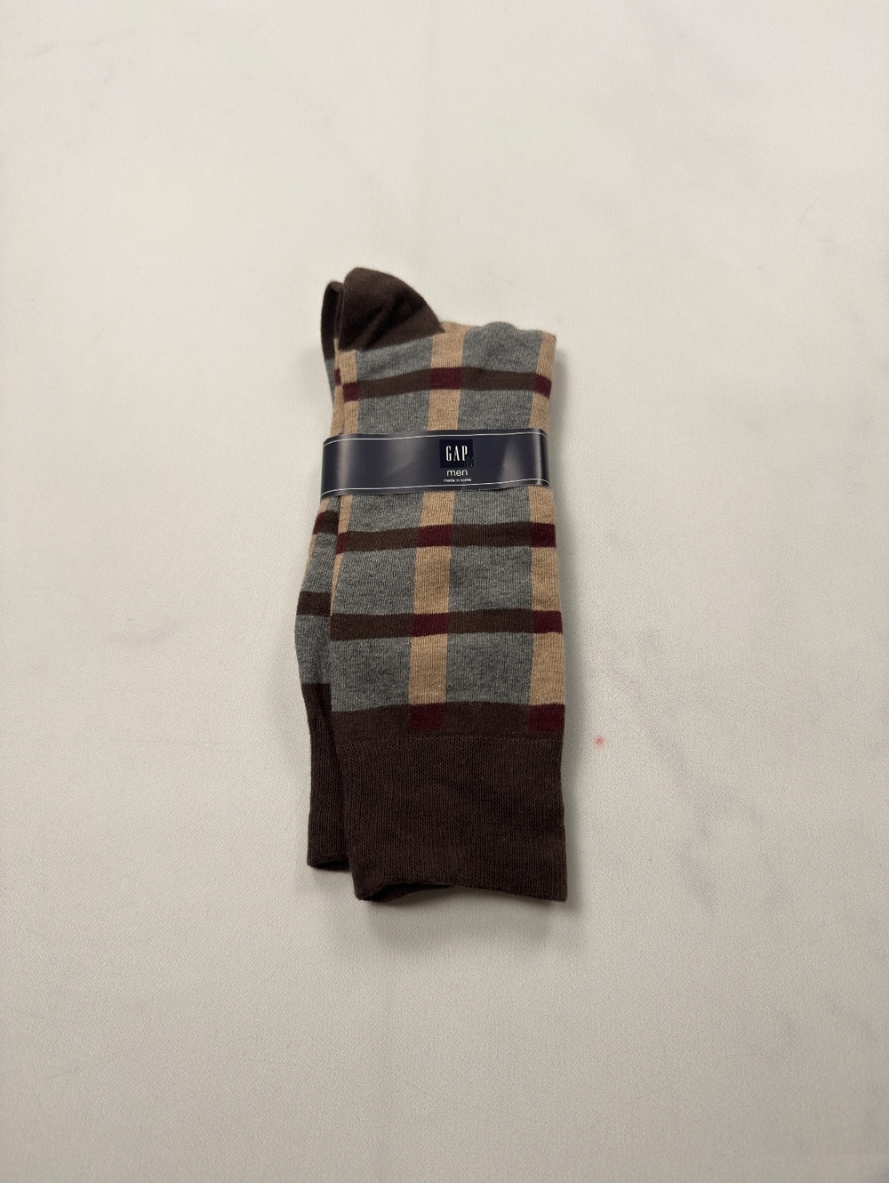 Gap Dress Socks Brown Plaid Pattern - Mens Size 6-12 NWT